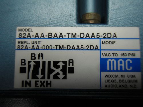 (H1) 1 NEW MAC VALVES 82A-AA-BAA-TM-DAA5-2DA SOLENOID VALVE