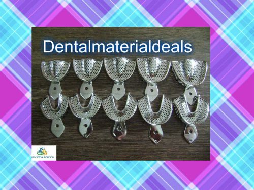 10 Pieces(5 Pairs) Dental Impression Trays Dentulous Perforated stainless steel/