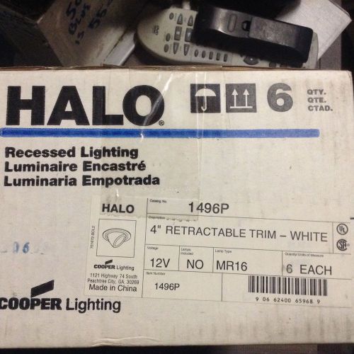 6 Pack Halo Recessed lights 1496P 4&#034; Retractable Elbow Trim White 12V MR16 lot 6