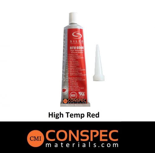 High Temp Red Silicone Food Grade Silco 6500 RTV Hi Heat Sealant 2.8oz NSF FDA