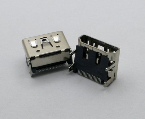 2pcs hdmi 19pin smt type-a female 4 legs socket connector hw-hd-011 for sale