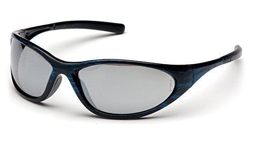 Pyramex Zone Ii Safety Eyewear, Silver Mirror Lens With Blue Wood Frame