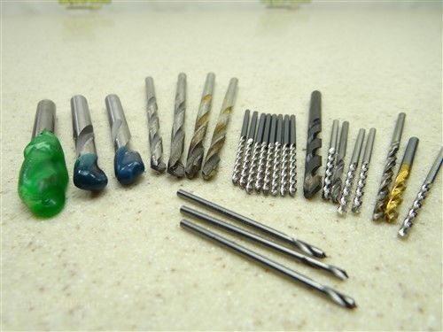 LOT OF 18 HSS &amp; CARBIDE TIPPED DRILLS 5/64&#034; TO 9/32&#034; GTD USA GUEHRING