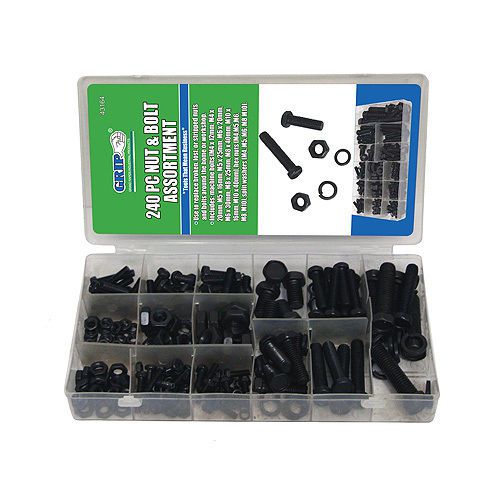 Nut &amp; bolt assortment 240pc mm metric machine screws nuts and bolts free ship for sale