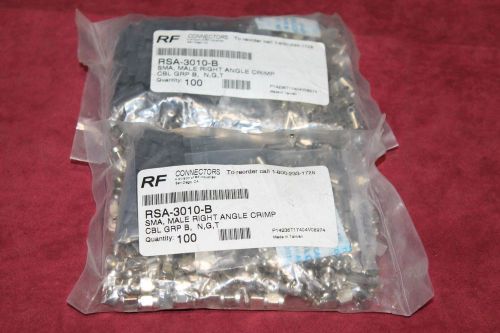 LOT OF 200 RSA-3010-B SMALL RIGHT ANGLE CRIMPS CABLE GRP B N,G,T NEW SHIPS FREE