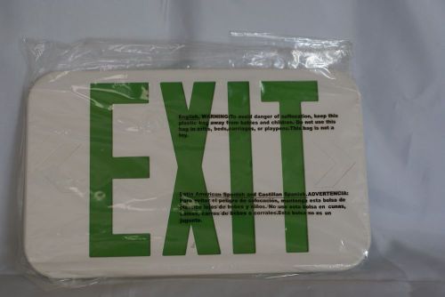 Green &amp; White Exit Sign Plastic 11.5&#034; x 7&#034; Shine Thru Business Office Industrial