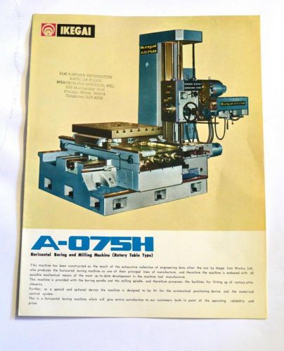 IKEGAI A075H HORIZONTAL BORING &amp; MILLING MACHINE BROCHURE