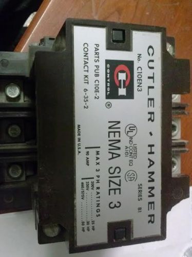 CUTLER HAMMER REVERSING NEMA SIZE 3 CONTACTORS 90 AMP 120V COILS C10EN3   (1070)