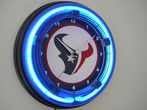 Houston Texans Football Neon Wall Clock Game Room Sign