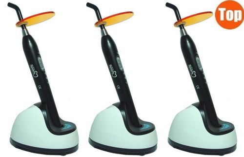 3x 2200mw Dental Wireless Cordless LED Curing Light Cure Lamp for Dentist, Black