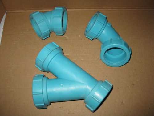 16 NEW OLD STOCK &#034;ZURN&#034; F.R.P.P. BLUE PIPE FITTINGS Z9Y-2,Z9E90-2,Z9E45-2 CRAFTS