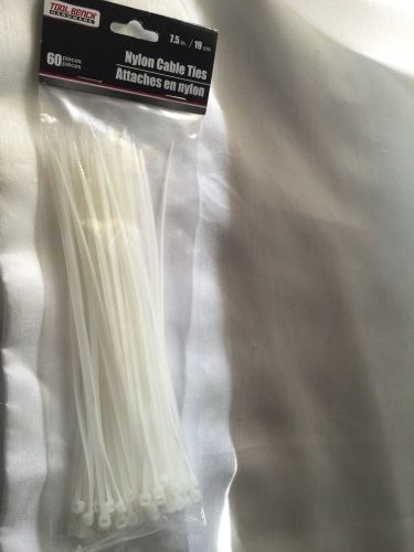 60 Nylon CABLE TIES White 7 1/2 Inch , Zip Ties