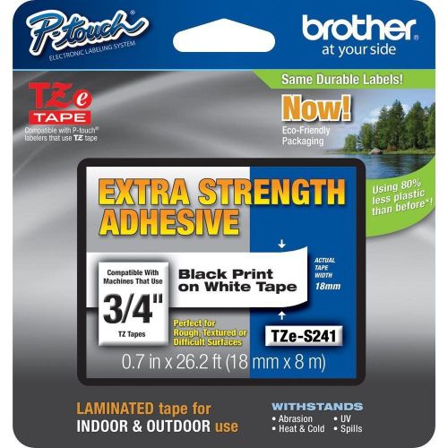 Brother label tape, black/white, 26-1/5 ft. l tze-s241 for sale