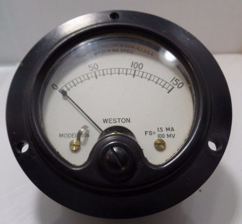 Vintage weston #506 2 3/4&#034;dia fs=1.5ma 100mv 0-150 panel meter tested for sale