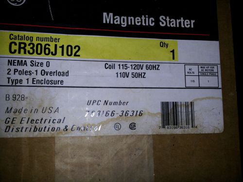 G.E. CR306J102 NEW IN BOX SIZE 0 2P 120V COIL STARTER IN ENCLOSURE #B48