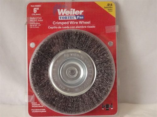 Weiler 36003 vortec pro medium face bench grinder wheel, 6&#034;, 0.14&#034; crimped steel for sale