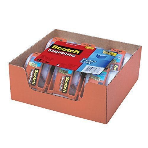 Scotch Shipping Clear Packing Tape 6 Rolls x 800`` inches Dispenser Heavy Duty