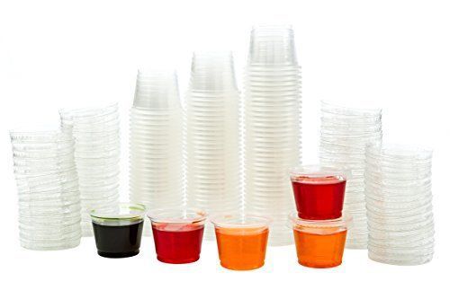 1 oz Jello Shot Plastic Tumbler Cups with Lids Translucent/Clear, 500 Pcs
