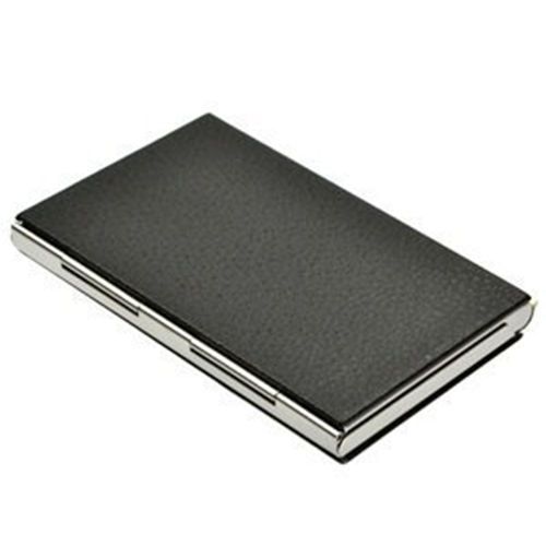 Business Name Credit ID Card Holder PU Metal Stainless Pocket Box Case
