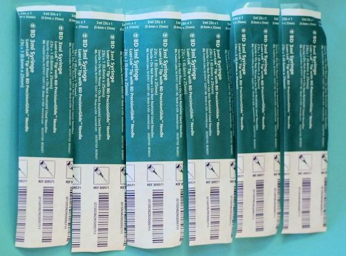 Six pack 3ml/3cc Syringes with detachable Needle Luer Lock Tip 23 gauge x 1 inch