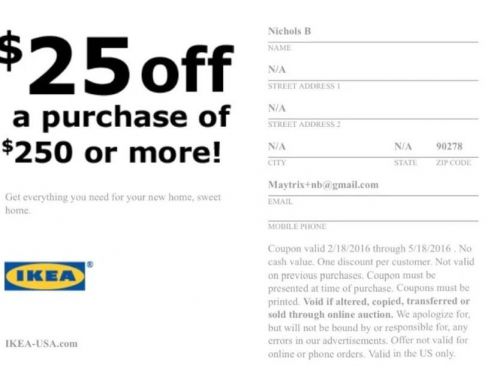 $25 OFF $250 IKEA Coupon VALID ON ANY PURCHASE - Same Day Delivery - Exp 09-15