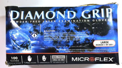 Diamond Grip Latex Powder Free Examination Gloves MF-300 Large  3 Boxes of 100