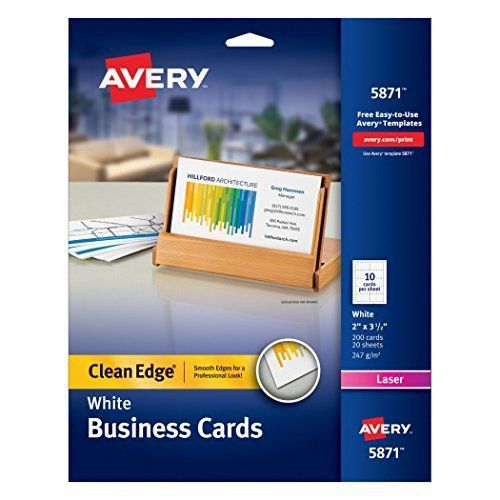Avery Printable Two-Side Clean-Edge Business Cards for Laser Printers, White,