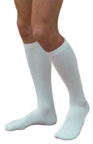 Men&#039;s Cotton Ribbed Knee High 20-30mmHg CloseToe, XL Short, White, 232CXSM00