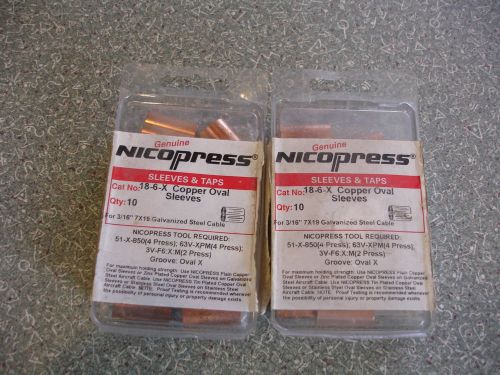 Nicopress 18-6-X Copper Oval Sleeves *Qty 17* for 3/16&#034; Galvanized Steel cable