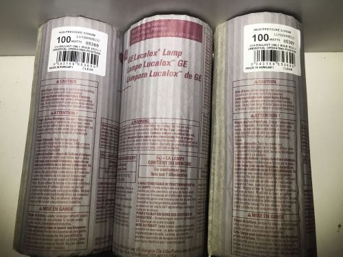 New lot of (3) general electric high pressure sodium lamp lu100/h/eco for sale
