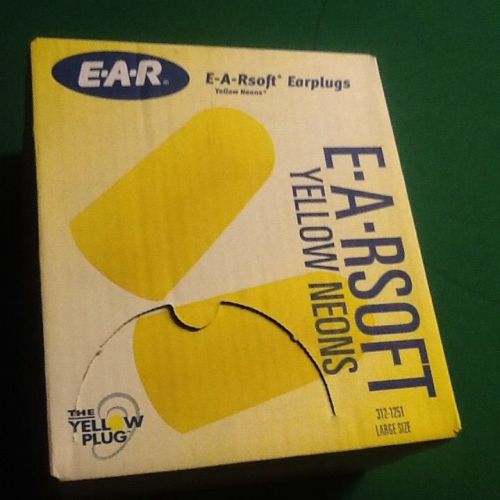 200 pair e.a.rsoft yellow neons large size 312-1251 ear plugs the yellow plugs for sale