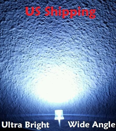 50 X 5mm White Ultra Bright LED Light Diode Flat Top 20000MCD Wide Angle