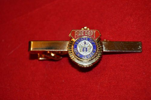 STATE OF NEW JERSEY FIRE DEPT GOLD  RED  INSIGNIA  FIREMAN TIE TAC BAR