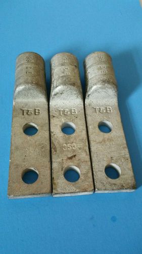 (3) T&amp;B 350 Copper Compression Lugs DIE 99 2 hole Copper Free shipping