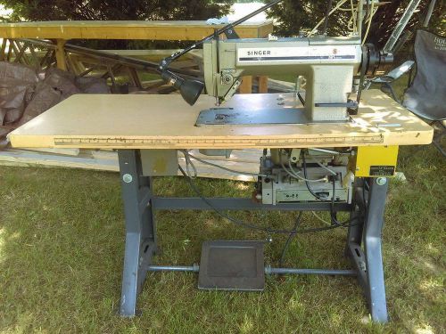 INDUSTRIAL SINGER MACHINE 591d300GD sew Working w/ Table,MOTOR, BACKSTITCH!