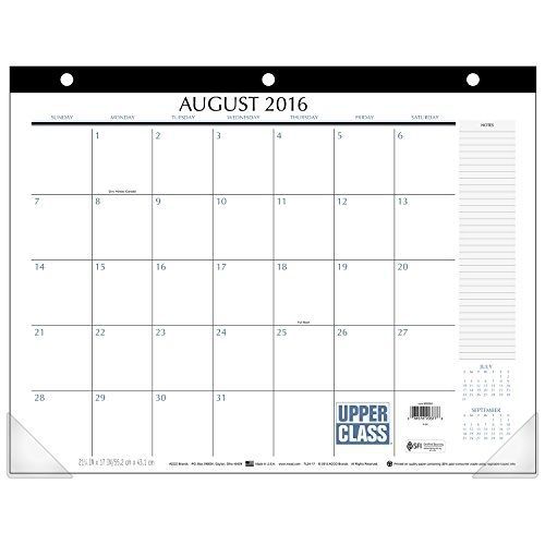 Upper Class Student Academic Year Monthly Desk Pad Calendar by Mead, Aug