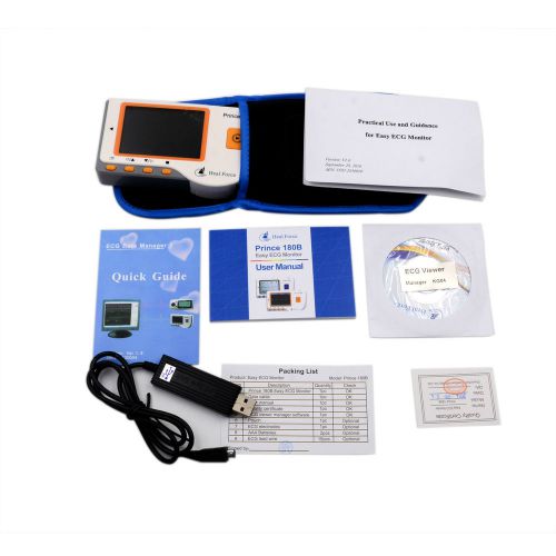 180b handheld /electrocardiogram ecg ekg heart monitor lcd usb carrier case for sale