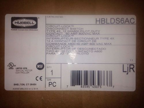 HUBBELL WIRING DEVICE-KELLEMS HBLDS6AC Disconnect Switch,Non Fused,3 Pole,60A