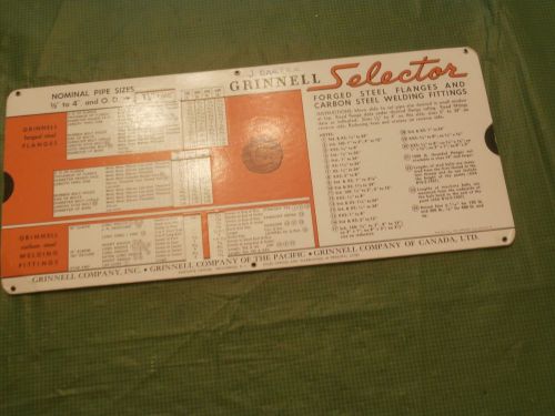 Vtg 1959 Grinnell Selector Forged &amp; Carbon Steel Flanges &amp; Welding Fitting Chart