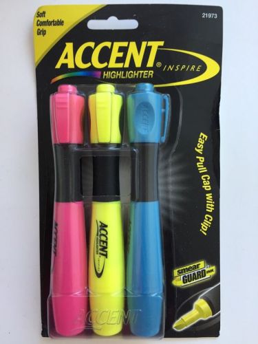 Accent Inspire Highlighter Markers 3 Pk Pink Yellow Blue