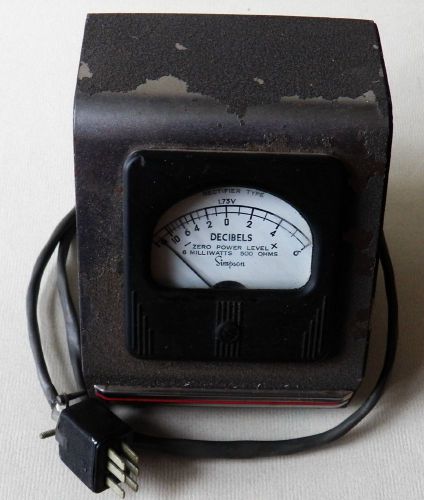 Vintage Simpson Decibels Meter Rectifier Type In Case Used Decibel