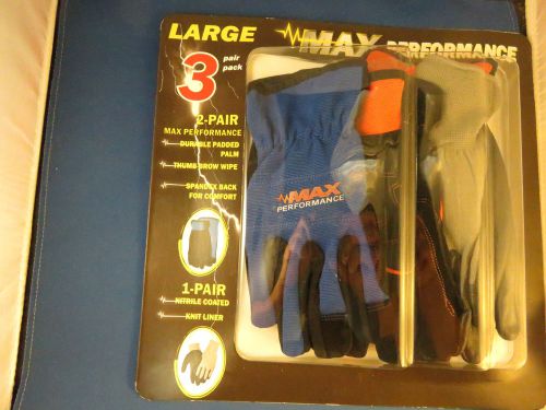 Midwest Gloves Max Performance 2- Synthetic 1 pair Nitrile Glove Large 3 Colors