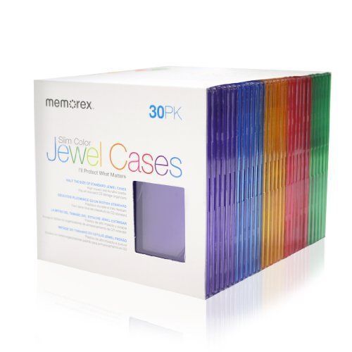 Memorex 30-pack Slim CD Jewel Case 5mm- Assorted Colors