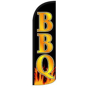 BBQ Extra Wide Windless Swooper Flag Jumbo Sign Banner 15ft made in USA