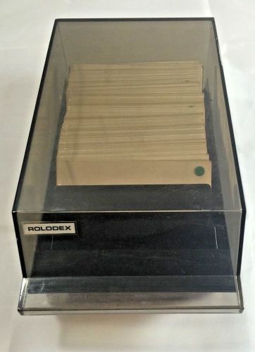 Vintage ROLODEX Covered Card File VIP 24C Blank Cards &amp; Transparent Sleeves