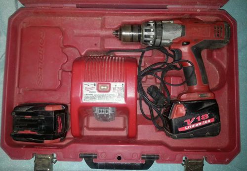 Milwaukee 18V  Li-Ion 1/2&#034;  Cordless Hammer Drill charger case battery