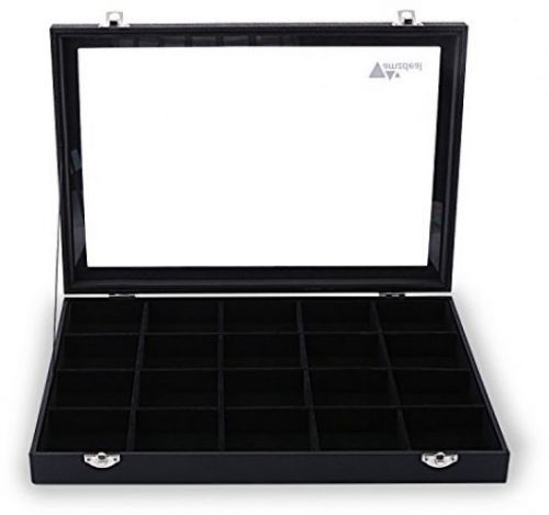 Amzdeal 20 Compartments Jewelry Display Case Ring Storage Case, Acrylic Top,