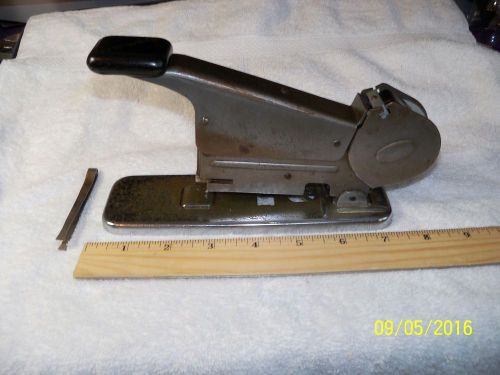 Vintage bates model b brass wire reel desk stapler / with tweezers for sale