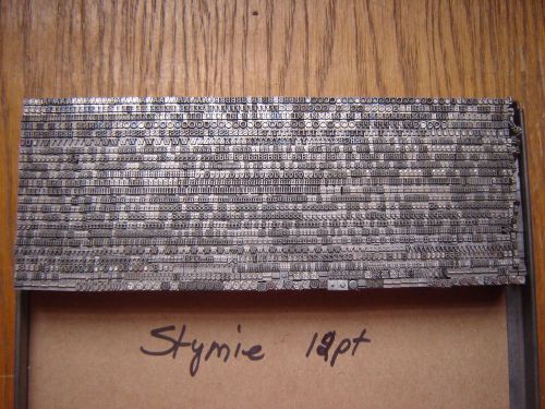 Letterpress Metal Type  &#034; Stymie Medium&#034;  12 Point
