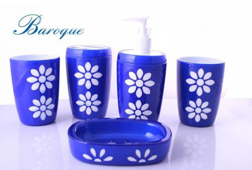 A42 New Acrylic Blue 5-in-1 2Tooth Mugs/Soap Dish/Sanitizers Bottle/Toothbruss